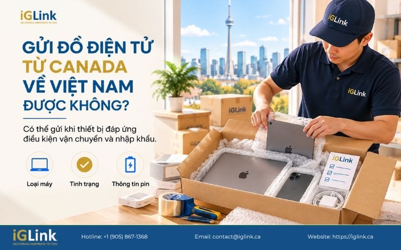 Có thể gửi thiết bị điện tử về Việt Nam nếu hàng đáp ứng điều kiện vận chuyển và nhập khẩu