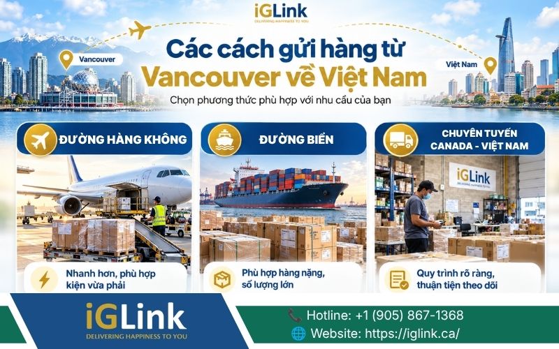 Gửi hàng từ Vancouver về Việt Nam có nhiều cách vận chuyển để lựa chọn