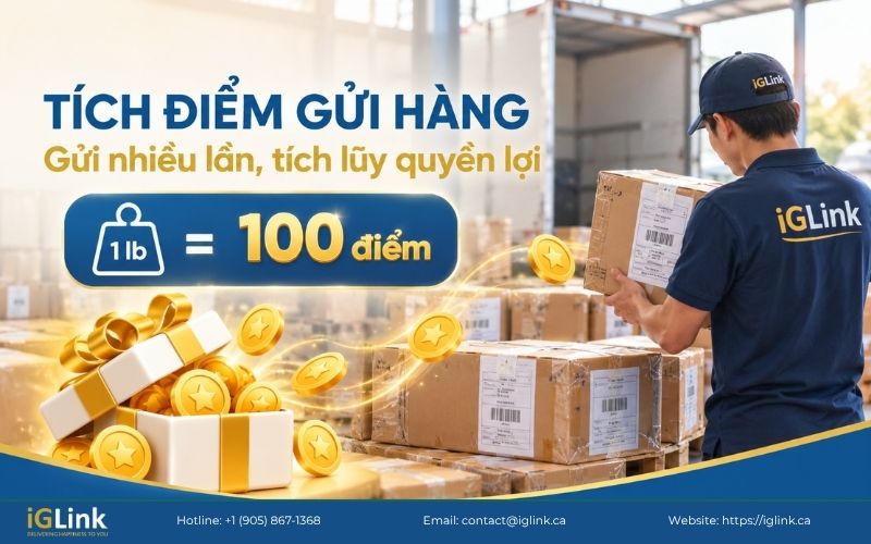 Tích lũy điểm theo trọng lượng hàng đã gửi