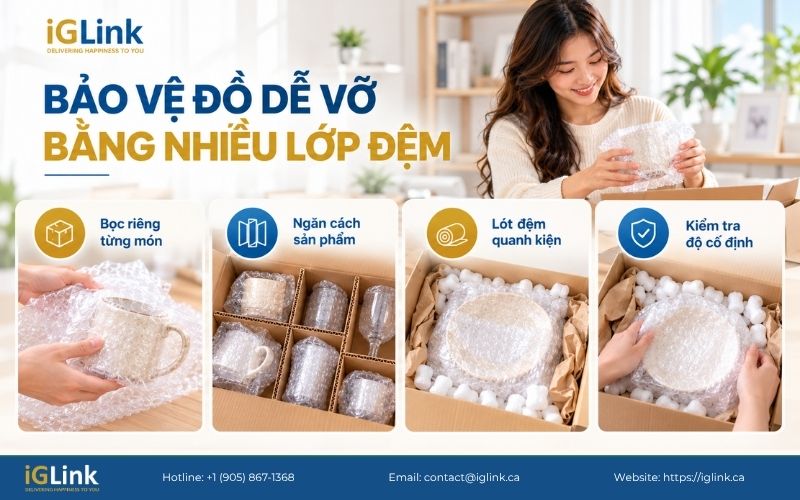 Bảo vệ đồ dễ vỡ bằng nhiều lớp đệm