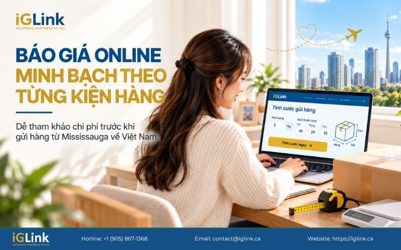Bảng giá tham khảo phí gửi hàng từ Mississauga về Việt Nam của iGLink