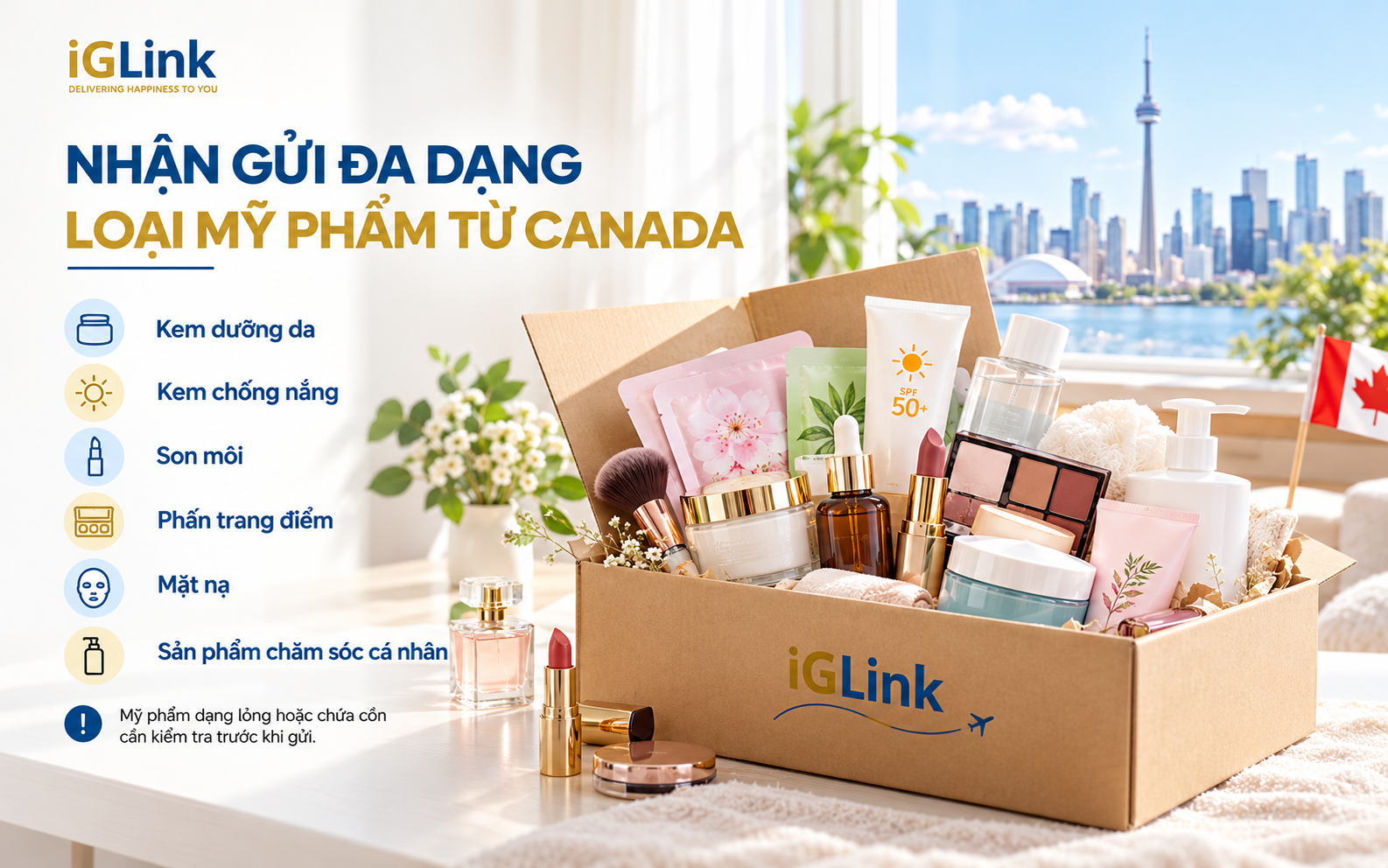 Nhận gửi đa dạng loại mỹ phẩm từ Canada