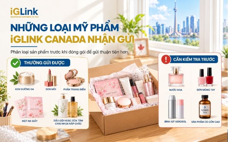Những loại mỹ phẩm nào iGLink Canada nhận gửi về Việt Nam?