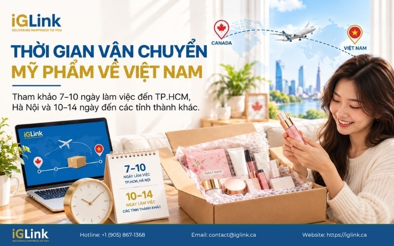 Chi phí gửi mỹ phẩm từ Canada về Việt Nam không cố định