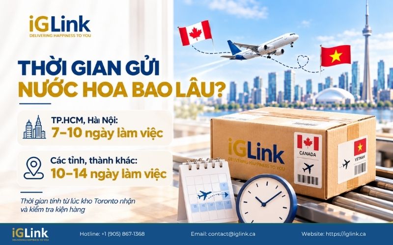 Thời gian gửi nước hoa từ Canada về Việt Nam chỉ từ 7 ngày