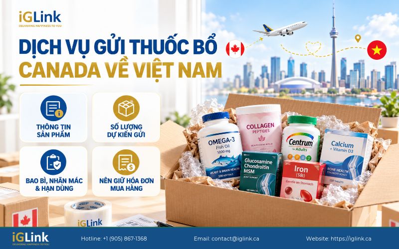 Omega-3, collagen, canxi là những sản phẩm thường được gửi về Việt Nam