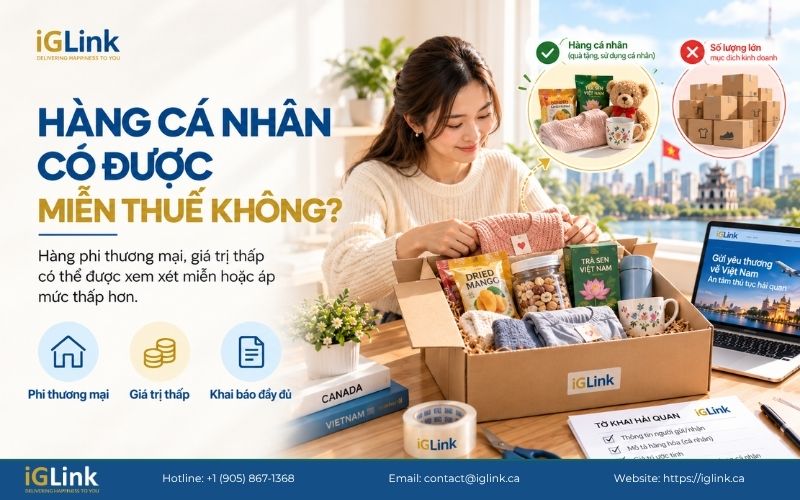 Điều kiện miễn thuế nhập khẩu hàng cá nhân từ Canada về Việt Nam 