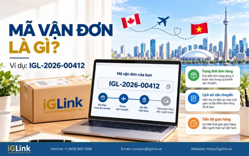 Chuẩn bị mã tracking để tra cứu đơn hàng gửi từ Canada về Việt Nam.